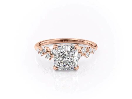 The Mia Set With A 1 Carat Cushion Moissanite For Cheap