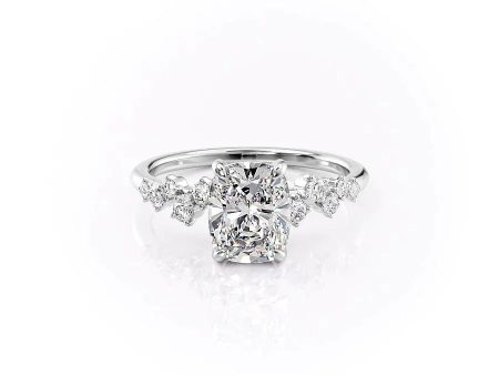 The Mia Set With A 2.5 Carat Elongated Cushion Moissanite Sale