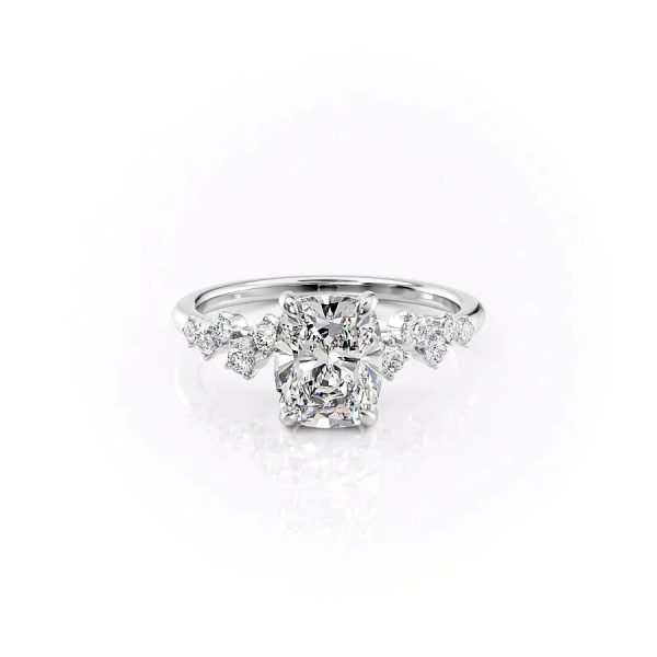 The Mia Set With A 2.5 Carat Elongated Cushion Moissanite Sale