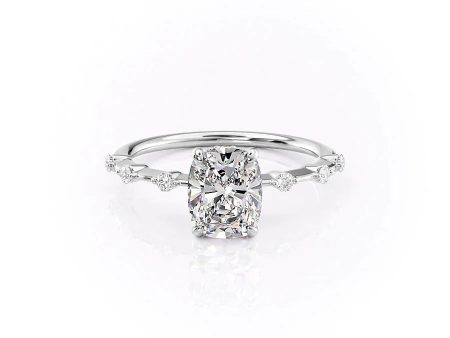 The Penelope Set With A 2.5 Carat Elongated Cushion Moissanite on Sale