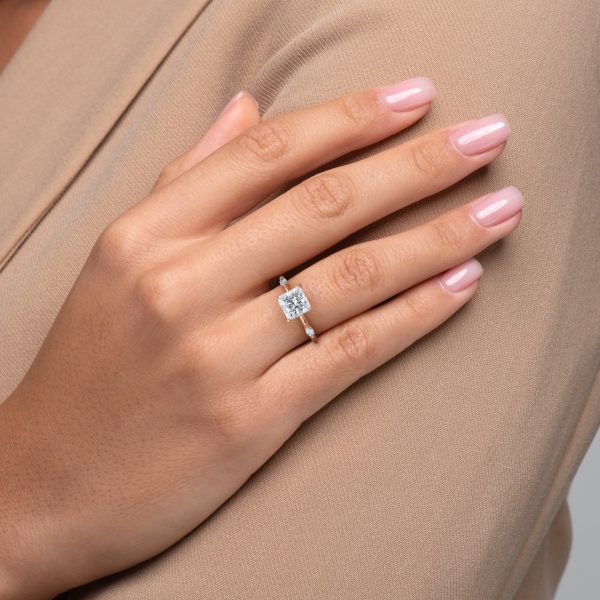 The Nicole Set With A 2 Carat Princess Lab Diamond on Sale