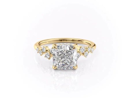 The Mia Set With A 2.5 Carat Cushion Moissanite For Sale