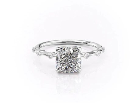 The Penelope Set With A 3 Carat Cushion Moissanite Hot on Sale