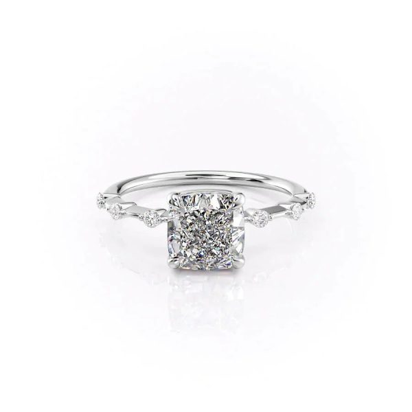 The Penelope Set With A 3 Carat Cushion Moissanite Hot on Sale