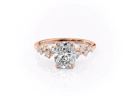 The Mia Set With A 3.5 Carat Elongated Cushion Moissanite Supply