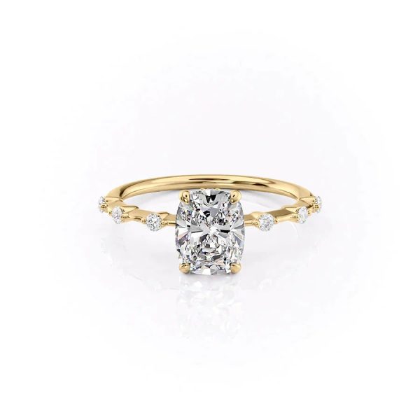 The Penelope Set With A 4 Carat Elongated Cushion Moissanite Online