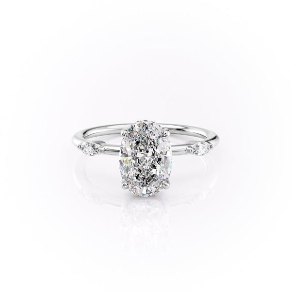 The Nicole Set With A 1.5 Carat Oval Lab Diamond For Sale