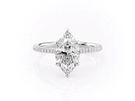 The Pave Lexie Set With A 1 Carat Marquise Lab Diamond on Sale