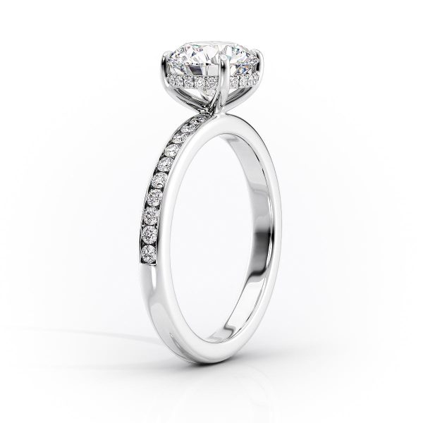 The Marilyn Set With A 3 Carat Elongated Cushion Lab Diamond For Sale