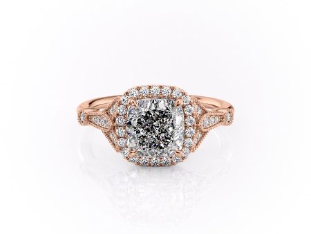 The Halo Stephanie Set With A 2 Carat Cushion Lab Diamond For Discount