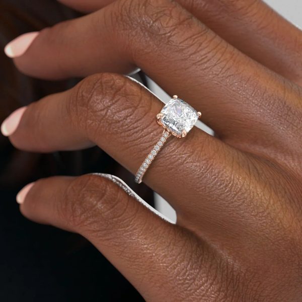 The Pave Lexie Set With A 2 Carat Cushion Lab Diamond Fashion