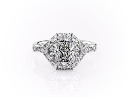 The Halo Stephanie Set With A 2.5 Carat Radiant Lab Diamond Sale