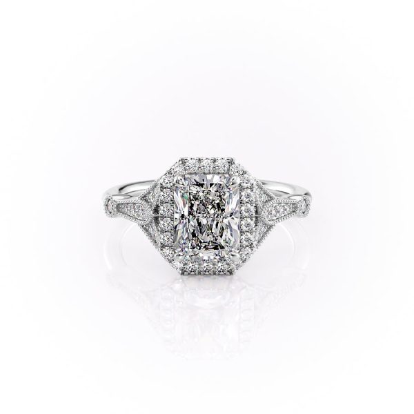 The Halo Stephanie Set With A 2.5 Carat Radiant Lab Diamond Sale