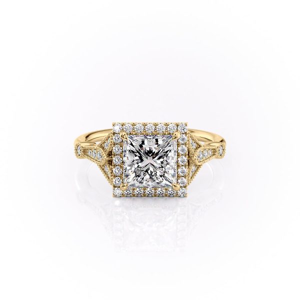 The Halo Stephanie Set With A 2 Carat Princess Lab Diamond Online now