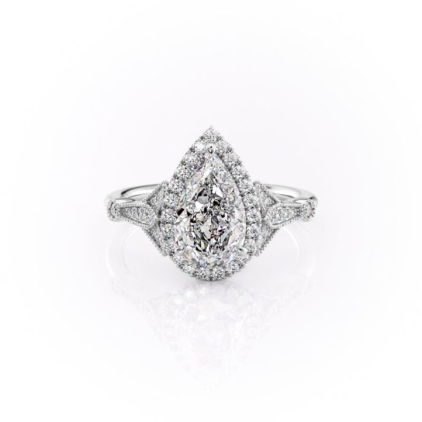 The Halo Stephanie Set With A 1.5 Carat Pear Lab Diamond Online Hot Sale