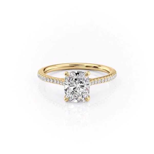 The Pave Lexie Set With A 3 Carat Elongated Cushion Lab Diamond For Discount