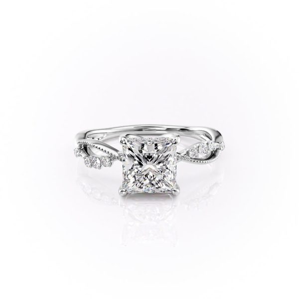 The Daisy Set With A 1.5 Carat Princess Lab Diamond For Sale