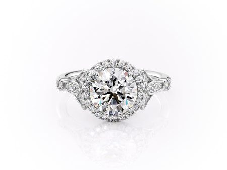 The Halo Stephanie Set With A 3 Carat Round Lab Diamond Hot on Sale