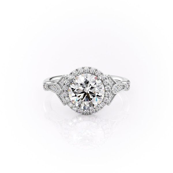 The Halo Stephanie Set With A 3 Carat Round Lab Diamond Hot on Sale