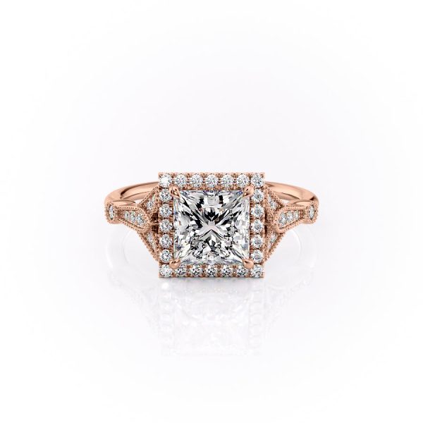 The Halo Stephanie Set With A 3 Carat Princess Lab Diamond Online now