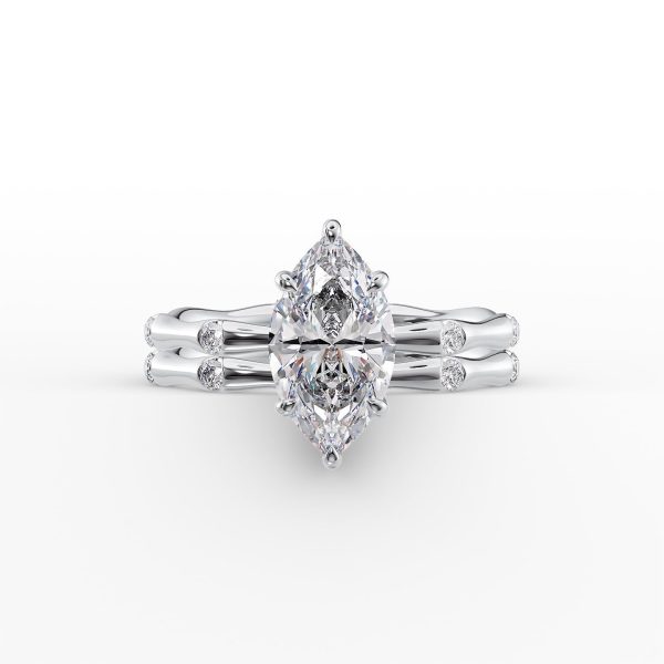 The Samantha Set With A 1 Carat Marquise Lab Diamond For Sale