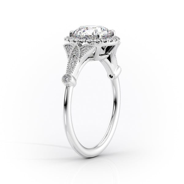 The Halo Stephanie Set With A 2.5 Carat Round Lab Diamond For Sale