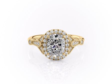 The Halo Stephanie Set With A 3 Carat Elongated Cushion Lab Diamond Online