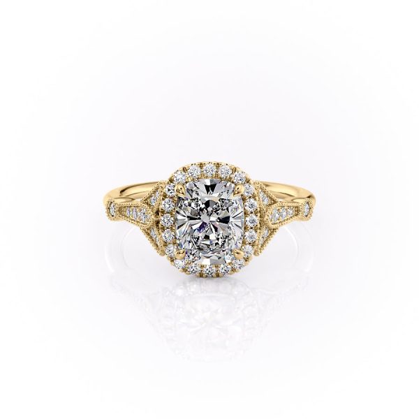 The Halo Stephanie Set With A 3 Carat Elongated Cushion Lab Diamond Online