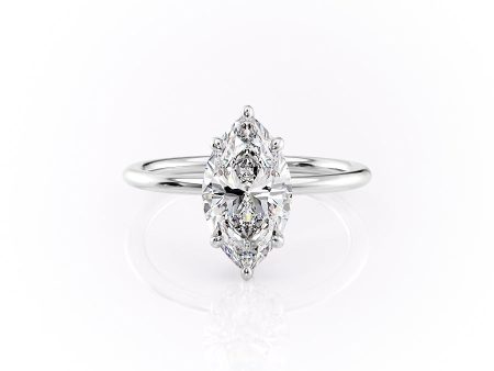 The Sandra Set With A 2.5 Carat Marquise Lab Diamond For Sale