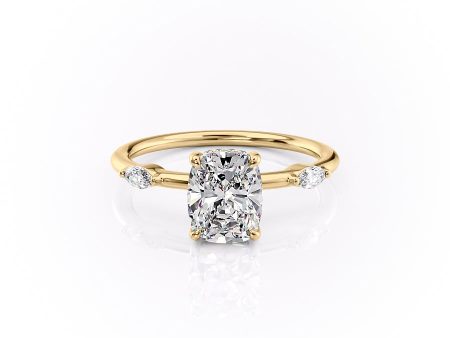 The Nicole Set With A 1.5 Carat Elongated Cushion Lab Diamond For Discount