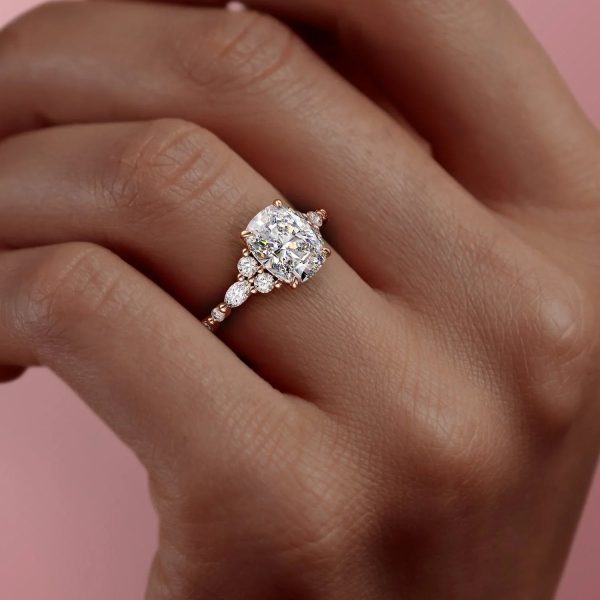 The Kristen Set With A 3.5 Carat Elongated Cushion Moissanite For Cheap