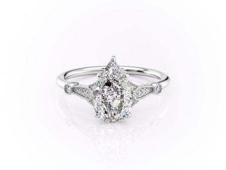 The Stephanie Set With A 1 Carat Pear Lab Diamond Online Sale