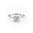 The Pave Lexie Set With A 1 Carat Cushion Lab Diamond For Sale