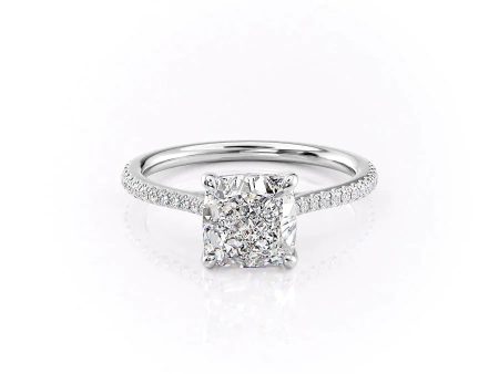 The Pave Lexie Set With A 1 Carat Cushion Lab Diamond For Sale