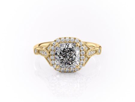 The Halo Stephanie Set With A 1.5 Carat Cushion Lab Diamond For Cheap