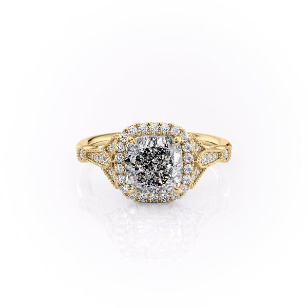 The Halo Stephanie Set With A 1.5 Carat Cushion Lab Diamond For Cheap