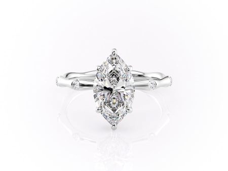 The Samantha Set With A 1 Carat Marquise Lab Diamond For Sale