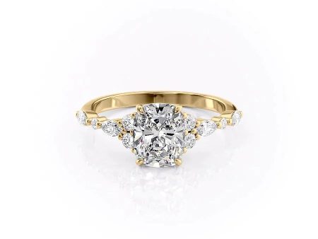 The Kristen Set With A 1.5 Carat Elongated Cushion Moissanite on Sale