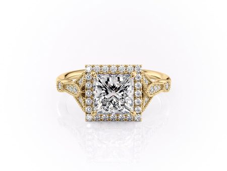 The Halo Stephanie Set With A 2.5 Carat Princess Lab Diamond Cheap