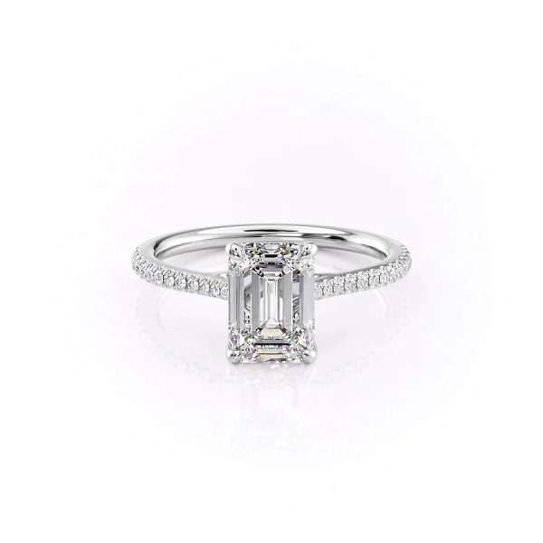 The Pave Lexie Set With A 2.5 Carat Emerald Lab Diamond For Discount