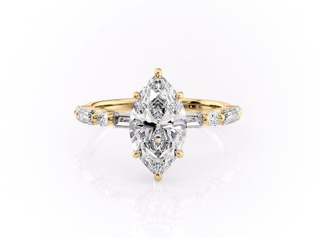 The Patricia Set With A 2.5 Carat Marquise Lab Diamond on Sale