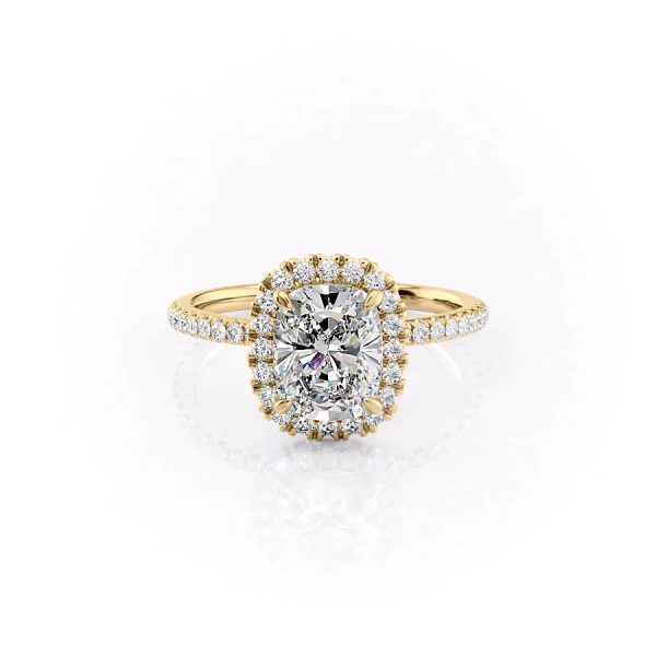 The Lenny Set With A 1.5 Carat Elongated Cushion Moissanite For Sale