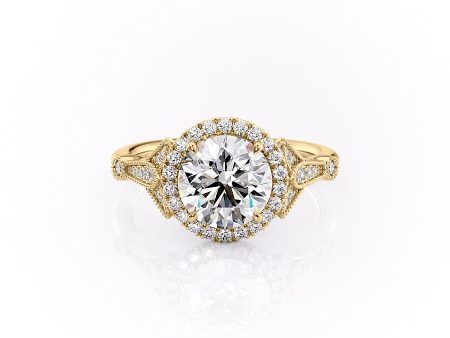 The Halo Stephanie Set With A 1.5 Carat Round Lab Diamond on Sale