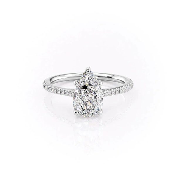 The Pave Lexie Set With A 1.5 Carat Pear Lab Diamond Online