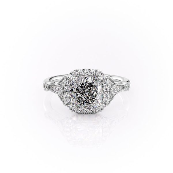 The Halo Stephanie Set With A 2.5 Carat Cushion Lab Diamond Cheap