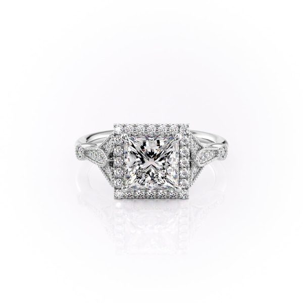 The Halo Stephanie Set With A 1 Carat Princess Lab Diamond Sale