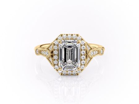 The Halo Stephanie Set With A 2.5 Carat Emerald Lab Diamond Online Hot Sale