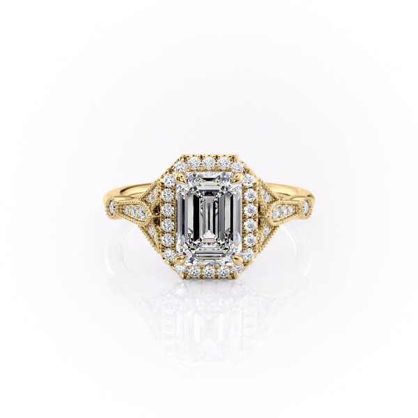 The Halo Stephanie Set With A 2.5 Carat Emerald Lab Diamond Online Hot Sale