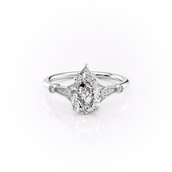 The Stephanie Set With A 1.5 Carat Pear Lab Diamond Online now