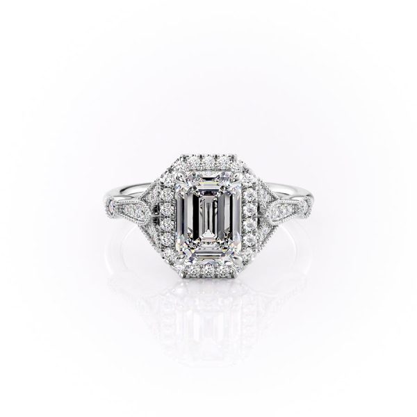 The Halo Stephanie Set With A 2 Carat Emerald Lab Diamond Online now